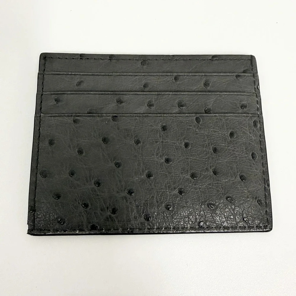 Prada Ostrich Wallet Small Perfect For Credit Cards ID NIB Gray Ostrich Struzzo